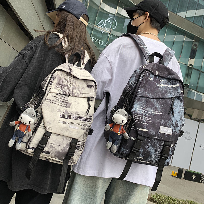 ins super fire graffiti style schoolbag female Korean version of Harajuku high school student backpack junior high school campus retro backpack