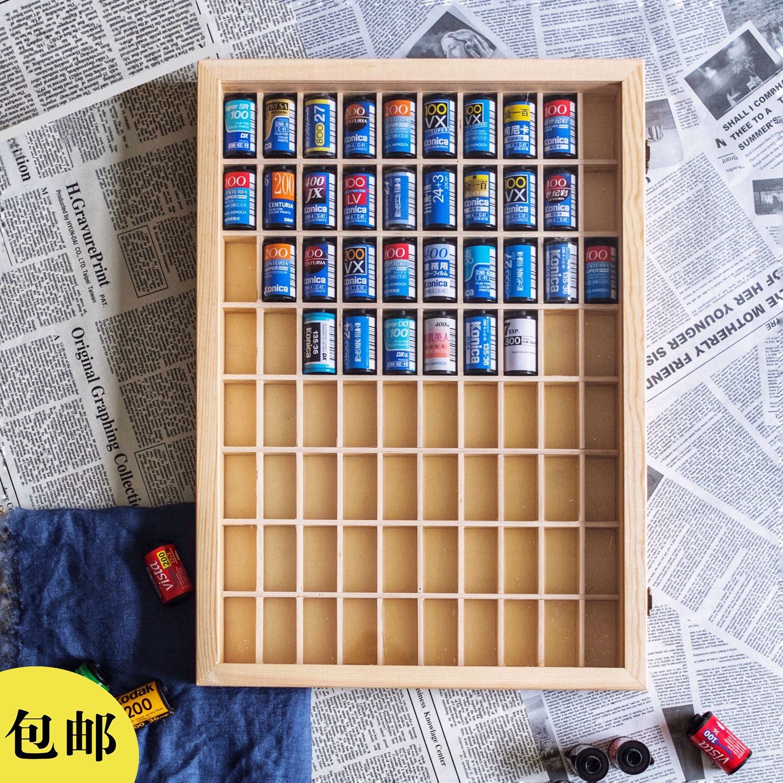 (Color of the Film Set) Original 80 Grid Film Cassette Collection Display Box 135 Film Decorative Frame