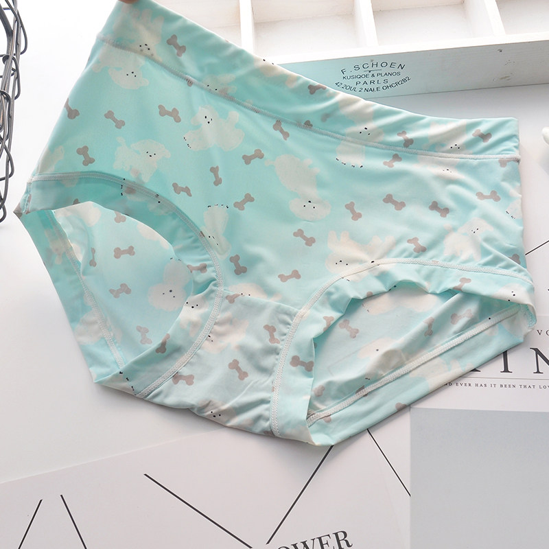 Four-pack middle waist incognito soft ice silk girl panties Sweet and breathable Japanese silky milk silk briefs