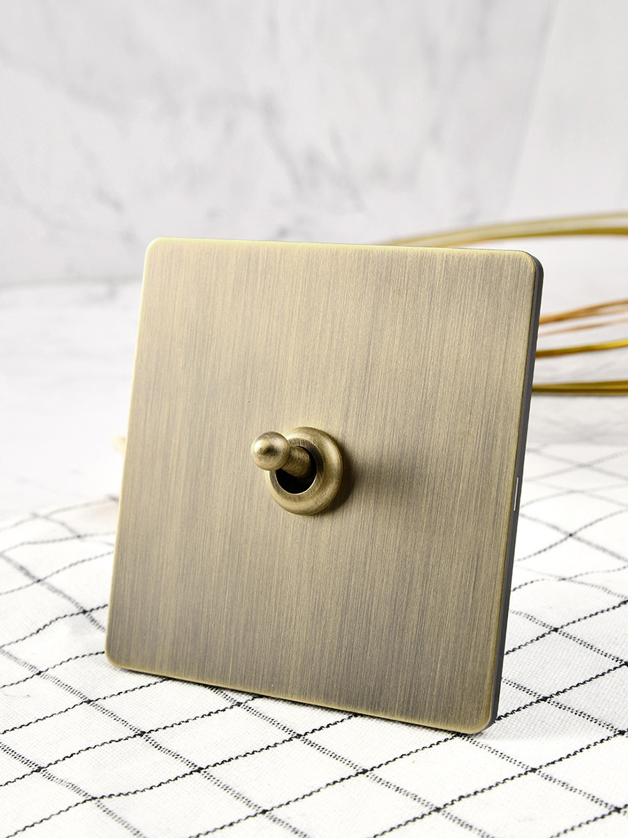 Pialt Antique-Style 86 Type Bronze Brushed Metal Toggle Switch Socket Hotel New Chinese Style Single Switch
