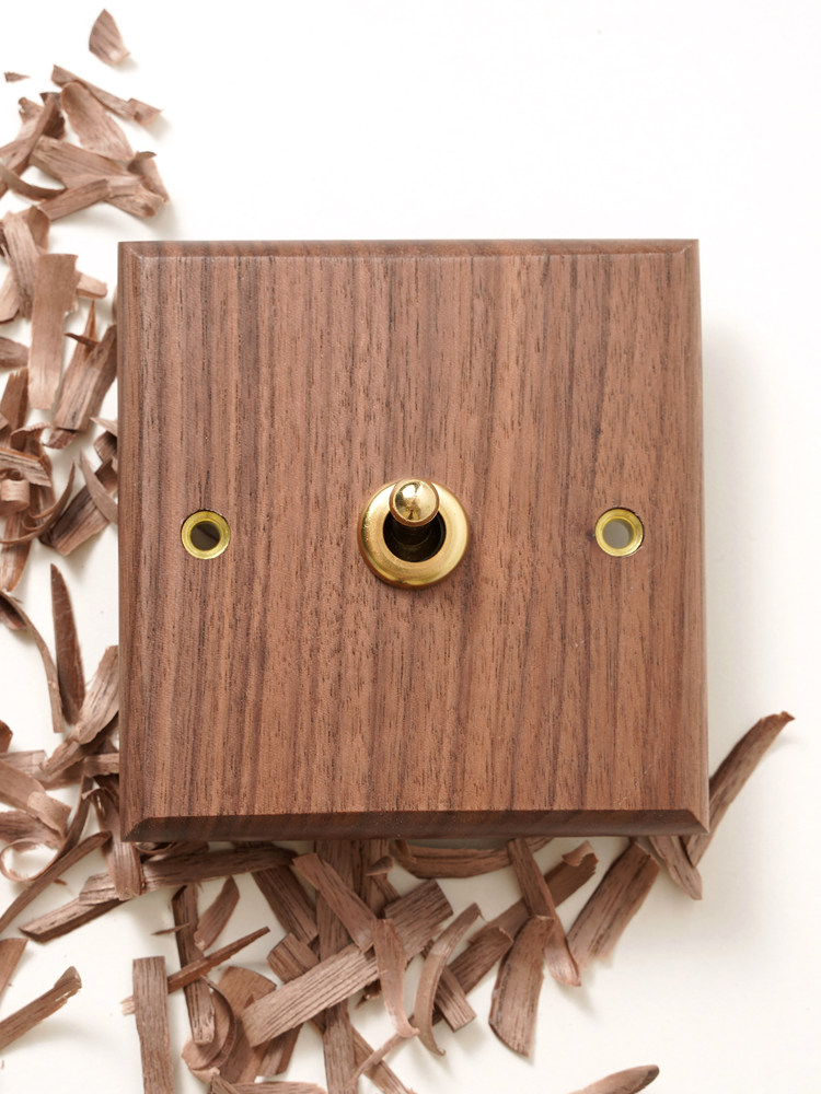 Pialt Smart Switch Panel Black Walnut Brass Lever Self-Resetting Rebound Intelligent