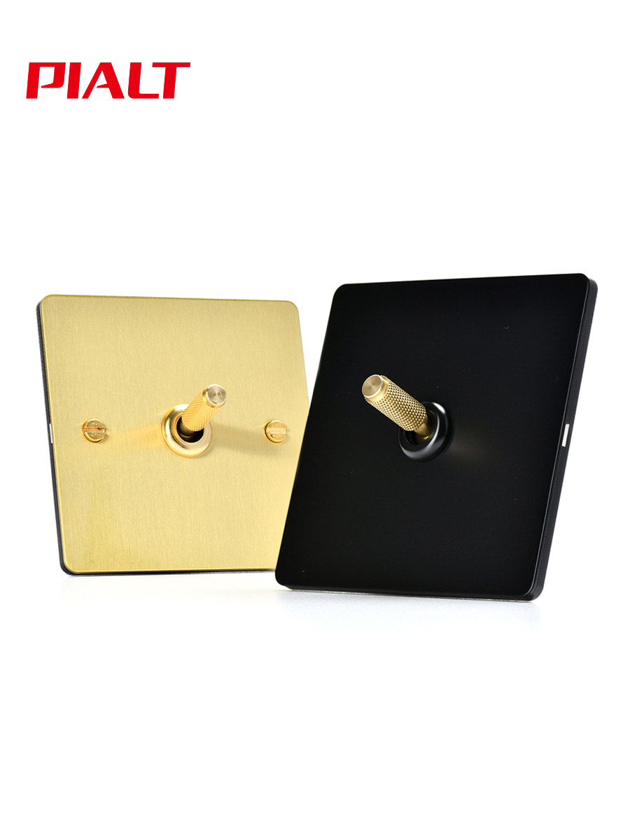 Pialt 86 Type Home Decoration Switch Industrial Style Retro Knurled Lever Black Panel Switch Socket
