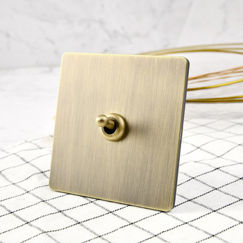 Pialt Antique-Style 86 Type Bronze Brushed Metal Toggle Switch Socket Hotel New Chinese Style Single Switch