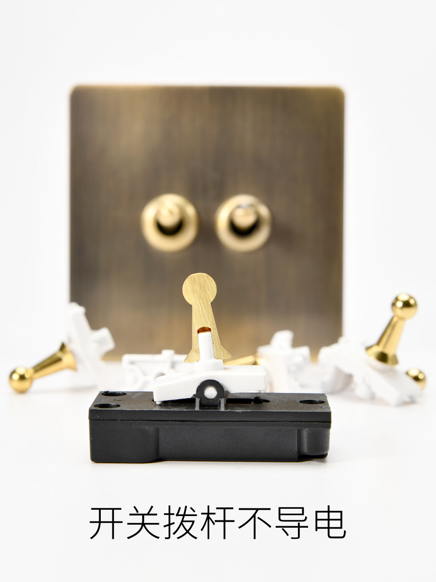 Pialt Antique-Style 86 Type Bronze Brushed Metal Toggle Switch Socket Hotel New Chinese Style Single Switch