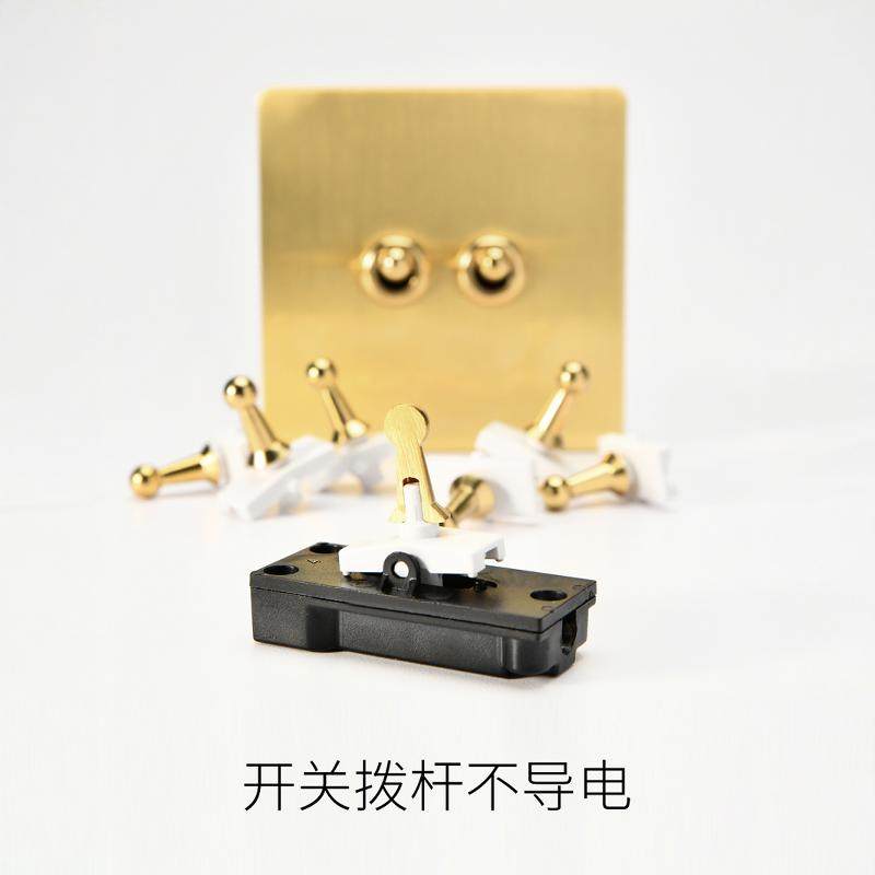 Pialt Putian Stainless Steel Electroplated Panel, Imitation Copper Brushed 86 Type Home Decoration Light Luxury, Retro Style Toggle Switch