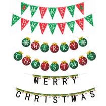 Christmas flag decoration kindergarten wreath pendant Bell triangle flag layout shop Happy Christmas hanging ornaments