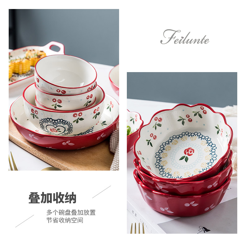 Fiji trent dishes suit Japanese ins wind web celebrity creative household jingdezhen ceramic tableware bowl chopsticks plates