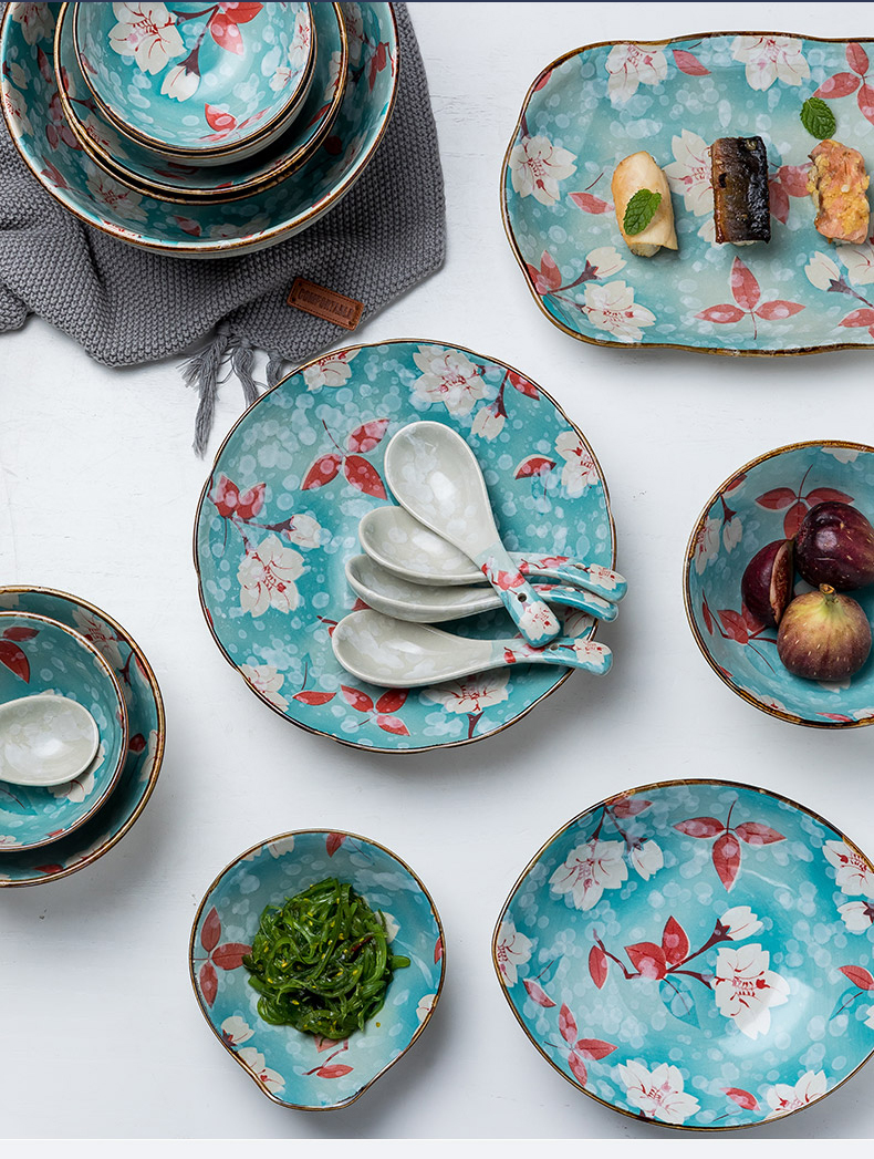 Fiji trent dishes suit web celebrity tableware suit household Japanese ins wind ceramic creative individual bowl chopsticks dishes