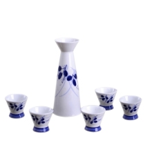 Porcelain Bo Jingdezhen Ceramic wine set Antique household blue and white Chinese Japanese wine jug White wine sake cup