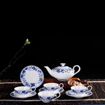 Porcelain Bo Jingdezhen ceramic creative tea set Blue and white fashion 9 heads rich peony tea pot for women