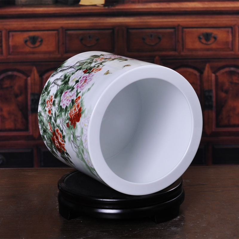 Porcelain, jingdezhen ceramic creative furnishing articles of modern Chinese style spring breeze brush pot study desk prosperous gift bag in the mail