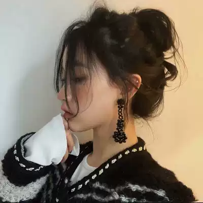 Earrings sweet retro handmade nail beads flower long version hollow tassel exaggerated crystal earrings female ear jewelry