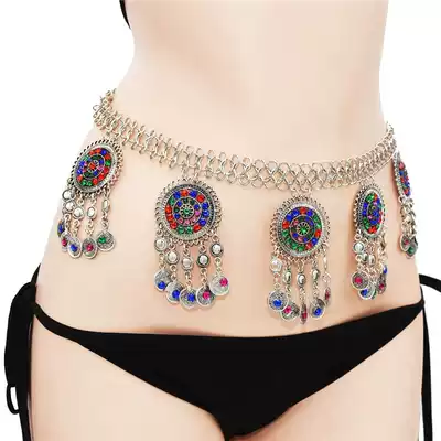 Bohemian style retro coin tassel waist body chain female Hanfu waist Dunhuang exotic belly dance