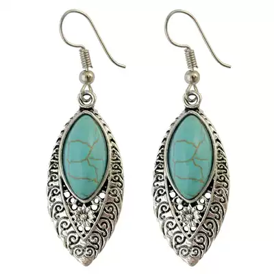 Tibetan retro ethnic turquoise earrings Jewelry earrings temperament female Tibetan bohemian Tibetan earrings Tibet
