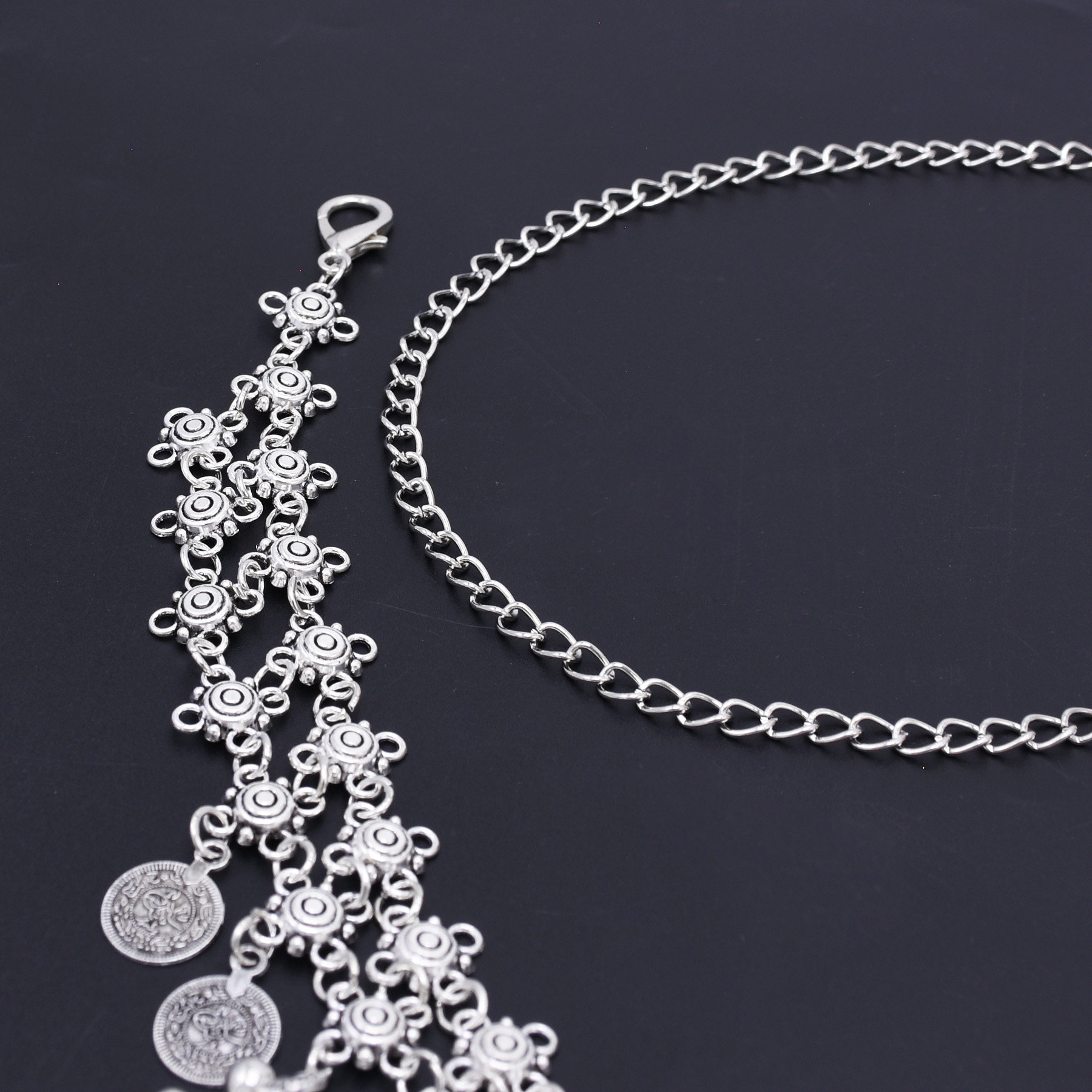 New golden antique waist ornament: retro-inspired design with bell