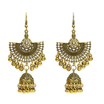 Ethnic style Tibetan retro Silver gold metal bell tassel earrings female India Nepal ear jewelry Tibetan