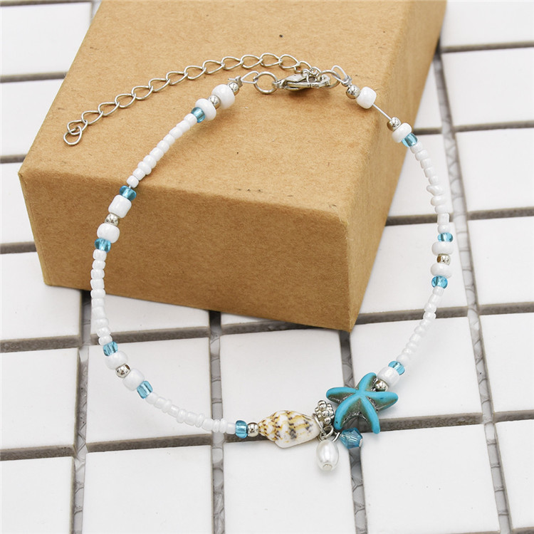 Mới châu Âu và Mỹ phong cách Bohemian sao biển mai rùa đính cườm vòng tay vòng tay trang sức bãi biển của phụ nữ lắc chân vàng