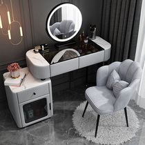 Light luxury glass dressing table bedroom modern minimalist small apartment advanced solid wood dressing table storage integrated dressing table