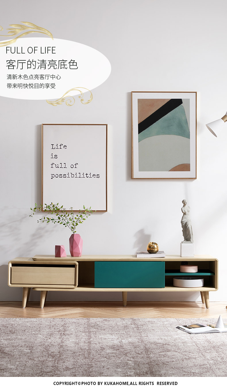 Gu Bắc Âu nhỏ gọn nhà sáng tạo phòng khách nhỏ bàn cà phê tủ TV kết hợp phù hợp với đồ nội thất PTBY033 - Bàn trà bàn trà đôi