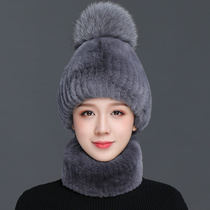 Rex rabbit hair hat female winter thick warm fur hat Fox ball rabbit hair hat autumn and winter Korean version