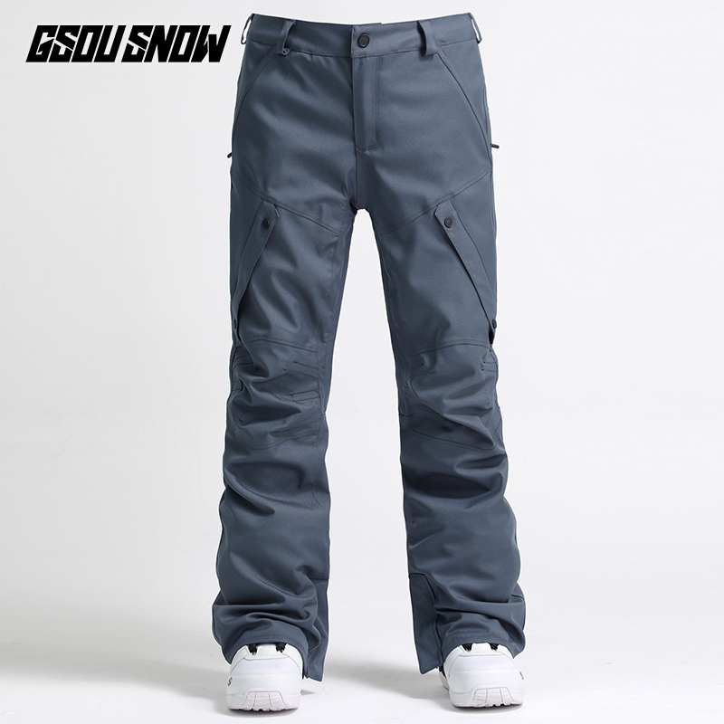 GsouSnow ski pants single board men's waterproof and windproof thickened warm double board ski clothes loose snow pants men