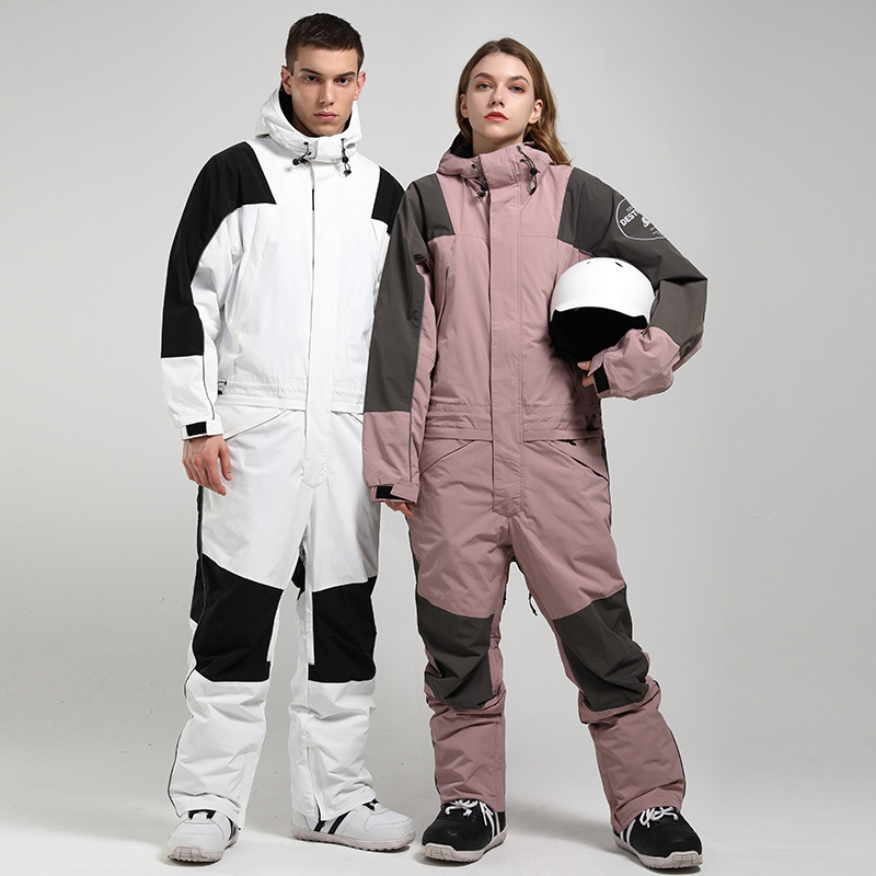 GsouSnow one-piece ski suit women and men color-blocked luminous quilted 2021 winter couple snowboard suit suit