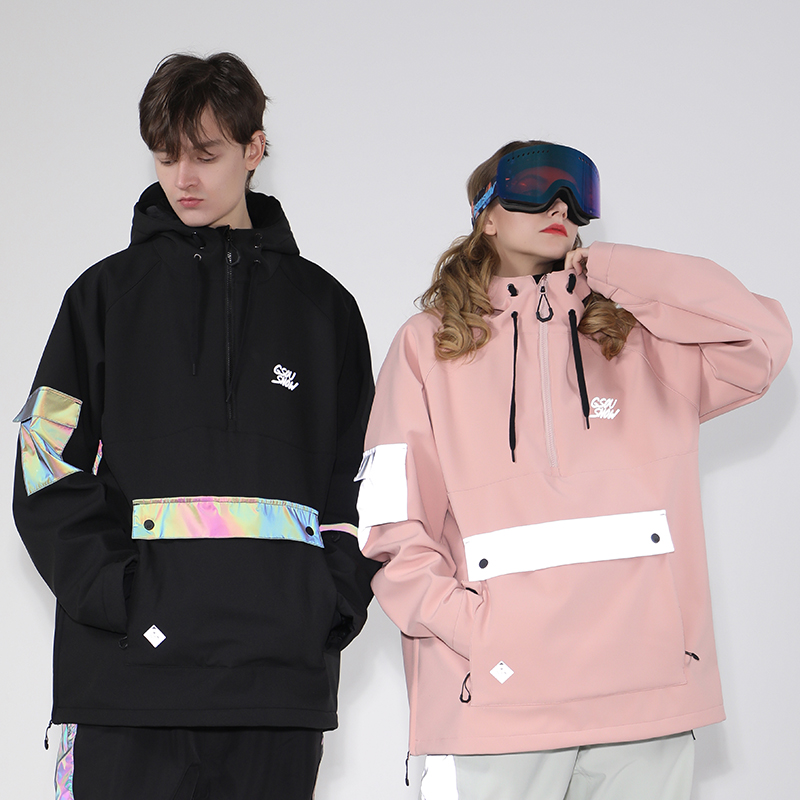 GsouSnow ski hoodie men's 2021 new sweatshirt waterproof luminous tide brand ski brand women's snowboard jersey suit