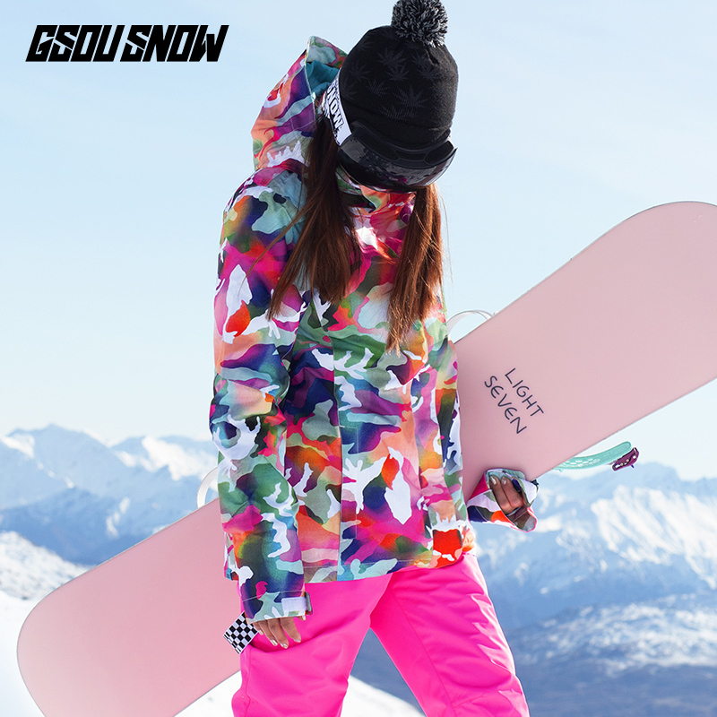 GsouSnow ski suit women's suit Snow township look at the snow equipment warm thickened Korean veneer double board ski clothes tide