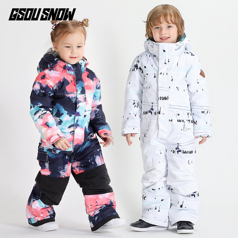 GsouSnow Children's Ski Wear Warm Waterproof Boy Girl Outdoor Snow Country Travel Baby One-Piece Ski Suit