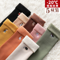 Snow socks women tube autumn and winter thickened velvet cute Japanese embroidery warm tide ins towel stockings