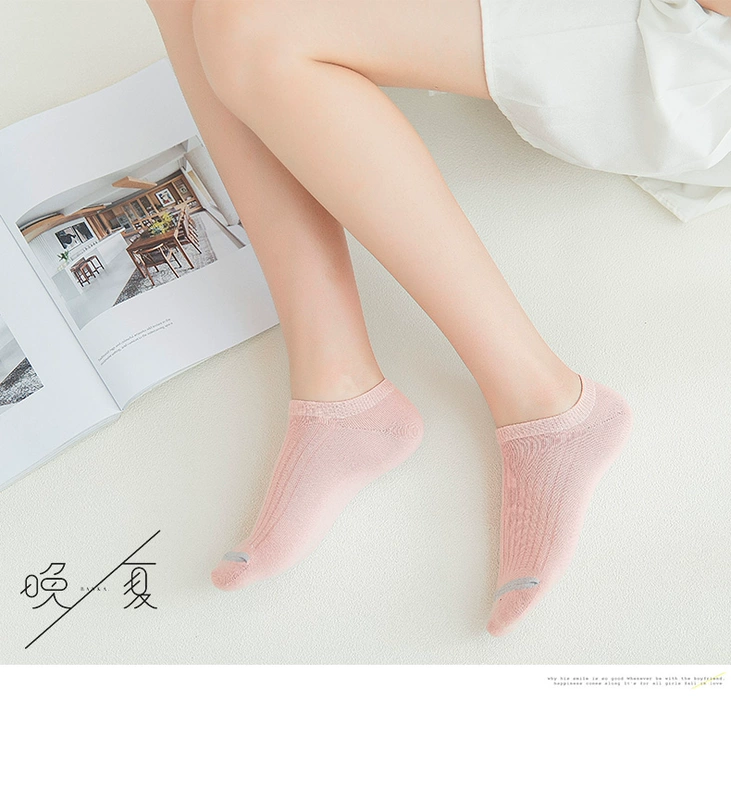 Vớ nữ cotton mùa xuân và mùa hè Vớ cotton nữ vớ gió giản dị bơm vớ cotton đơn giản vớ đại học vớ màu rắn vớ - Vớ bông