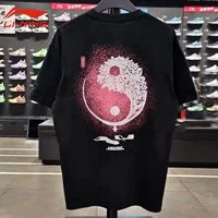 Li Ning, летняя хлопковая спортивная футболка с коротким рукавом с круглым воротником, коллекция 2021