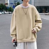 Мужская осенняя демисезонная толстовка, универсальный черный лонгслив для отдыха, оверсайз, круглый воротник