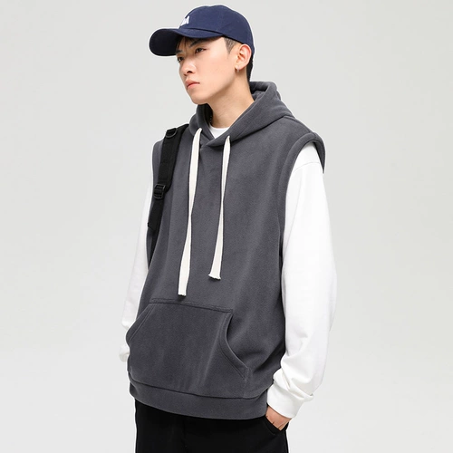 Утепленный мужской осенний жилет, японская зимняя толстовка с капюшоном, кардиган