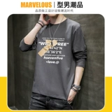 Мужской осенний демисезонный лонгслив для отдыха, хлопковая футболка, оверсайз, в американском стиле