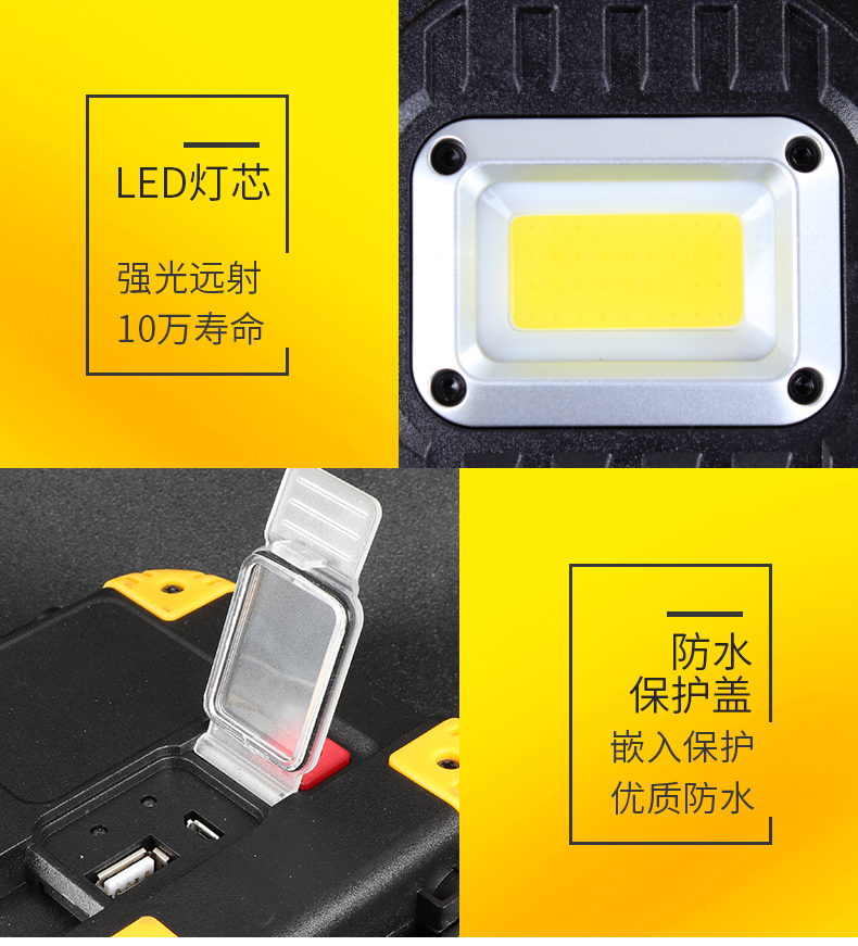 LED充电投光灯应急照明户外广场露营野营摆摊手提家用超亮贝戈士