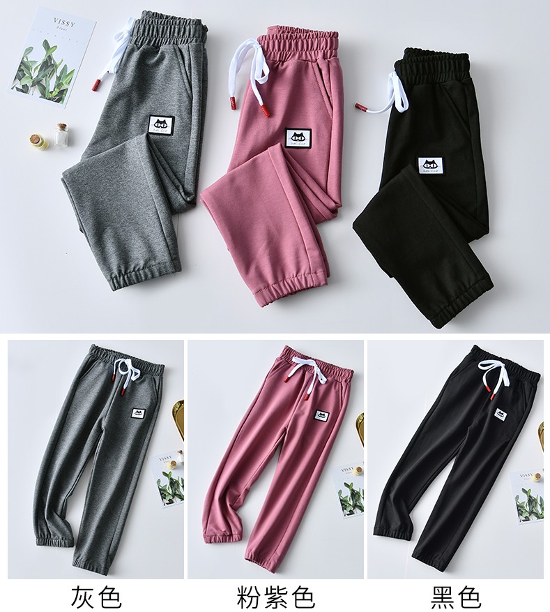 Qingcang Cô gái quần eo cỡ mùa xuân và mùa thu trẻ em vừa 2019 trẻ em mới sweatpants chàng trai mỏng quần âu.