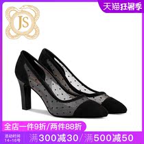 JESSICA SOPHIA summer black SINGLE SHOES WOMENS POLKA dot FOUR SEASONS MESH OPENWORK SEXY HEELS WOMENS THICK HEELS