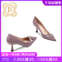 JESSICA SOPHIA FAIRY thin heel shoes womens autumn PATENT LEATHER PURPLE SOCIALITE heels WOMEN 2020 new