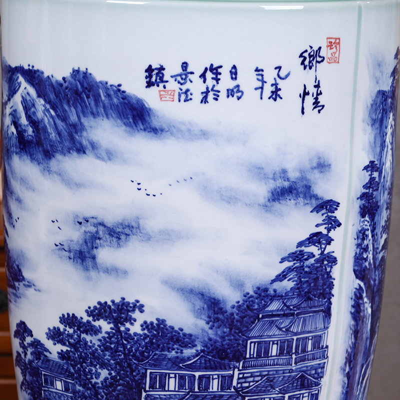 Jingdezhen ceramic large antique hand - made of blue and white porcelain vase furnishing articles furnishing articles home sitting room TV ark, adornment