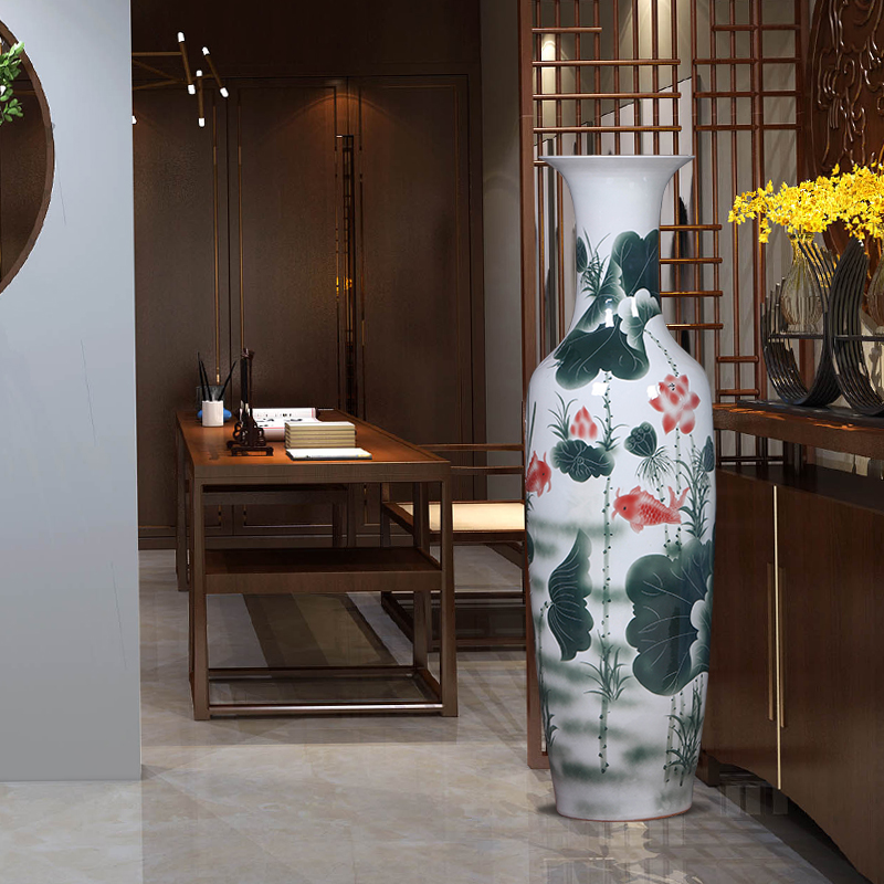 Jingdezhen ceramics home TV ark, big blue and white porcelain vase landed the sitting room porch place set decoration