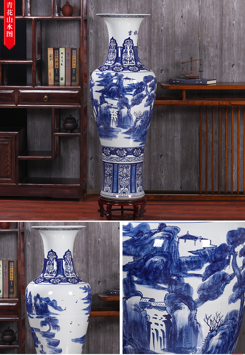 Jingdezhen ceramics vase archaize sitting room porch TV ark of large blue and white porcelain vase furnishing articles ornaments