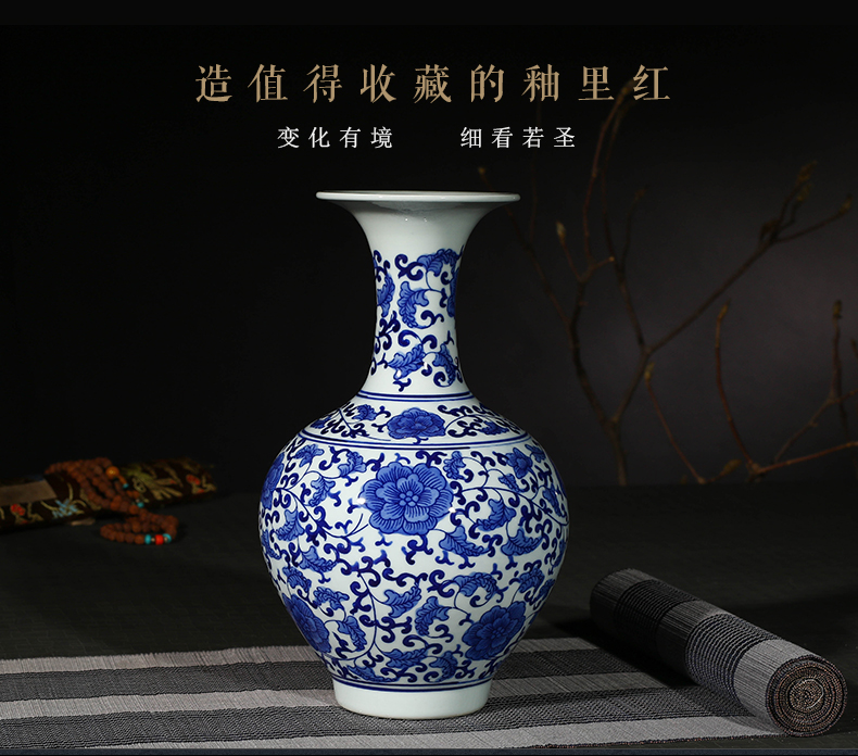 Blue and white porcelain of jingdezhen ceramics vase decoration of new Chinese style household, the sitting room porch decoration decoration furnishing articles