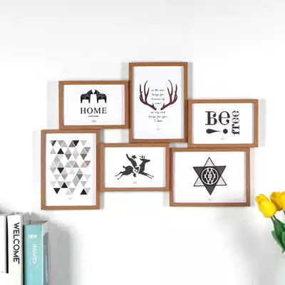 Nordic style photo wall 6 inch 7 inch combination multiple photo combination one-piece frame Creative 6 palace grid photo frame wall image frame