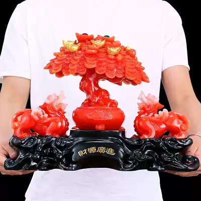 Zhaocai, a pair of money trees, a pair of living room, Feng Shui Town, evil wine cabinet, porch shop opening decorations