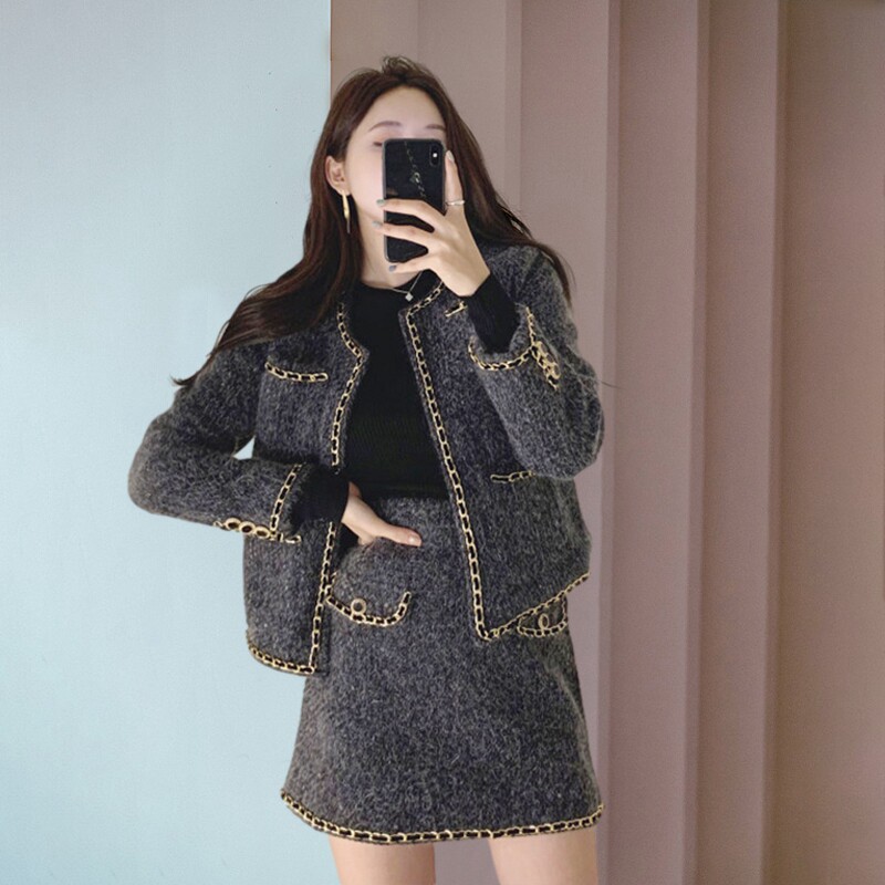 Sandro sellen temperament name Yuanyuan 2021 Fall new half body dress suit with little fragrant wind and two sets of women