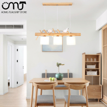 Bird chandelier dining hall lamp three head Japanese creative personality dining room chandelier modern simple solid wood Nordic lamps