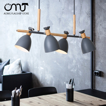 Nordic macaron restaurant chandelier modern minimalist dining table dining room solid wood bar Office led lamps