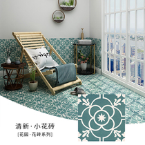 ins Wind Nanyang retro tile small flower tiles 200 Nordic small flower piece toilet balcony courtyard non-slip floor tiles