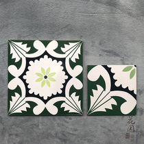 Nordic flower tiles bathroom kitchen wall tiles balcony flower tiles green art retro small tiles 300